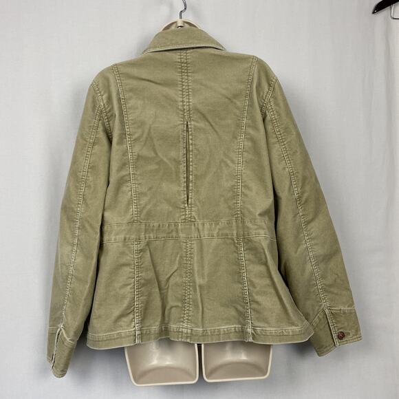 Eddie Bauer Jacket Womens XL Tan Beige Stretch Corduroy Boho Cargo Pocket Chore - Picture 5 of 16